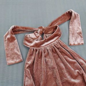 Peach Velvet Halter Neck Top