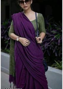 Elegant Purple Saree with Golden pallu wdt blouse