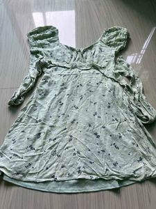 Light Green Floral Print Mini Dress