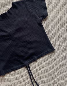 Chic Black Ruched V-Neck Top