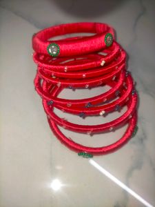 Red Colour Thread Bangles