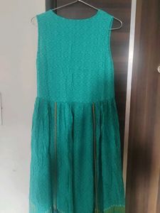 sea green printed Sleeveless Kurta