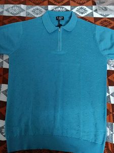 Men's Blue Zip Neck Sweater