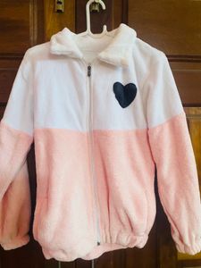 Cute Heart Fleece Zip-Up Jacket