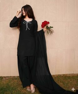 multi colour solid farshi suit set