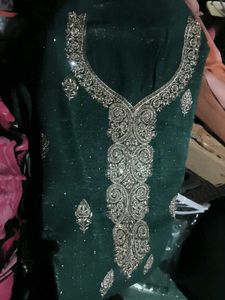 Dark Green Kurta Set new un stitched n
