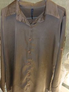Classic Brown Satin Shirt