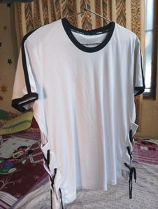 White T-Shirt with Black Accents