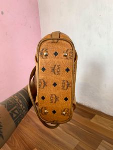MCM Monogram Cognac Visetos Mini Shoulder Bag
