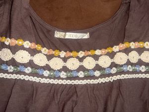 Embroidered Grey Tunic Top