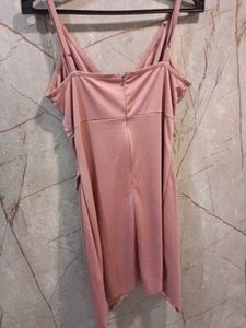 Pink V-Neck Wrap Dress (size-s)