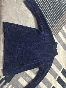Cozy Navy Blue Chenille Sweater