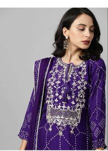 Vibrant Purple Bandhani Kurta Set