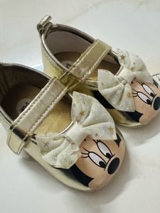 Cute Minnie Mouse Gold Mary Jane Shoes