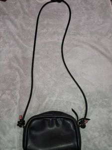 Chic Black Faux Leather Crossbody Bag