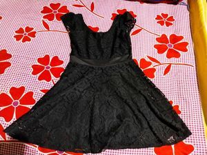 Elegant Black Lace Skater Dress