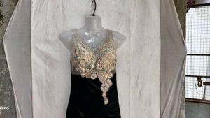 I. Stunning Black Velvet Gown with Embellishments