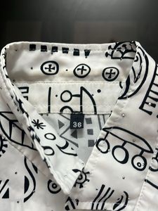 White Kurta Set with Black Print