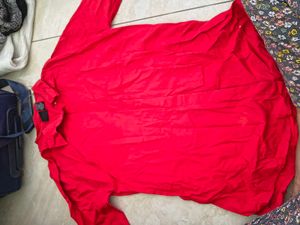 Vibrant Red mid sleeves cotton shirt