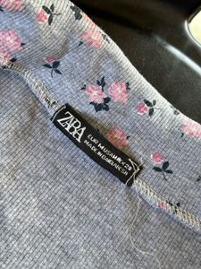 ZARA Floral Ribbed Top