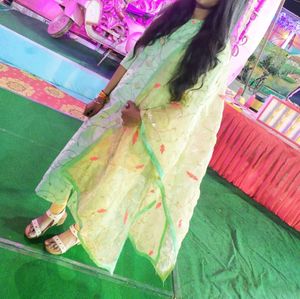 Straight Green Kurta With Dupta
