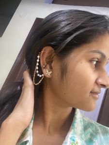 Chic Butterfly Pearl Chain Earring Set