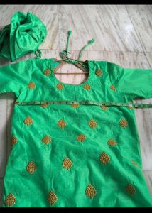 Green Kurta with Gold Embroidery
