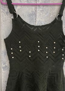 Chic Chevron Knit Top with Pearls
