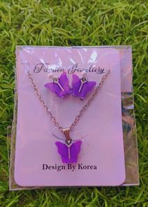 Cute Butterfly Necklace &amp; Earring Set