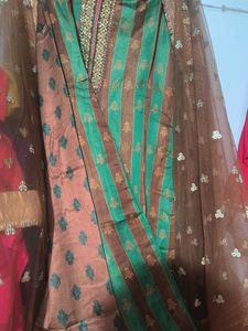 Elegant Brown &amp; Green Kurta Set