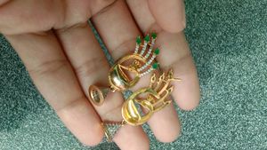 Peacock Earrings with Green Stones