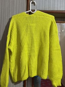 Neon Green Knit Cardigan