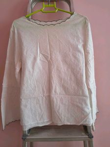 Elegant White Textured Blouse