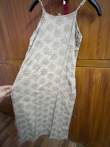 Elegant Beige Floral Printed Kurti Trouser &amp; Dupat