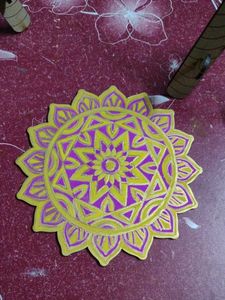 Handmade Mandala Decor Piece with wooden stand