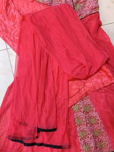 Beautiful Pink &amp; Red Ethnic Dress