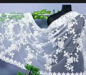 Elegant White Net Embroidered Dupatta