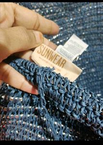 Blue Woven Shoulder Bag