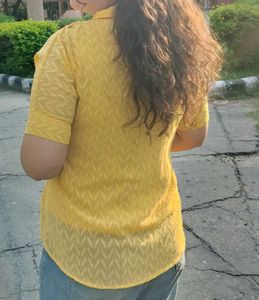 Yellow Button-Down Tie Top