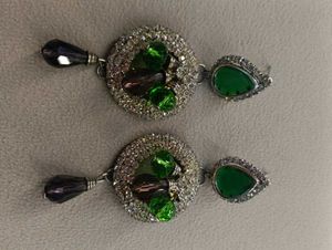 Elegant Green Stone Dangle Earrings With Free 🎁