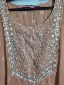 libas Peach Embroidered Kurta