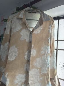 Stylish Beige Floral Print Shirt
