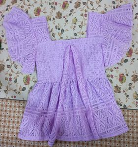 Lavender Lace Square Neck Top
