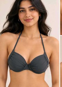 Dark gray pedded halter neck bra