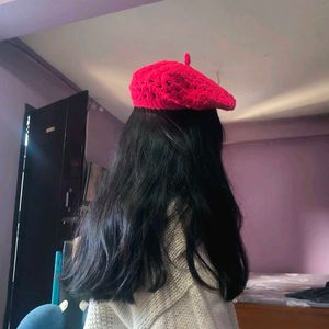 Handmade Crochet Red Beret Hat