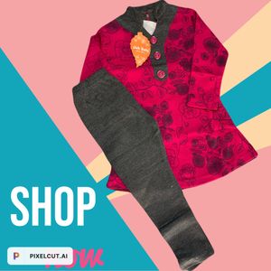 Girls Kurta With Woolen Lagging