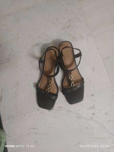 black gold chain sandals