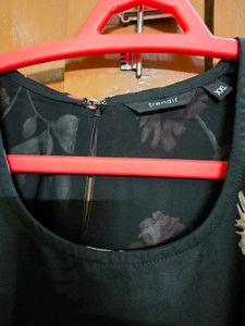 Floral Print Black Kurta