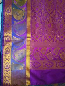 Pattu Saree With Blue And Pink Shade