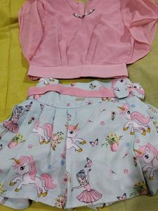 Cute Unicorn &amp; Ballerina Skirt Set